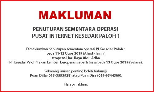 NOTIS PENUTUPAN hari raya haji