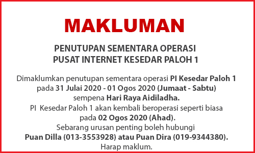 NOTIS PENUTUPAN PI hari raya haji