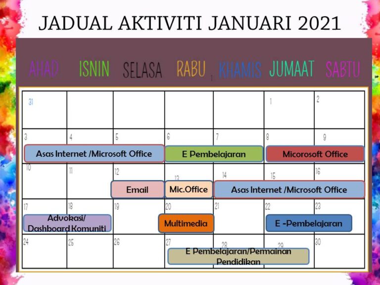 JADUAL AKTIVITI JANUARI 2021